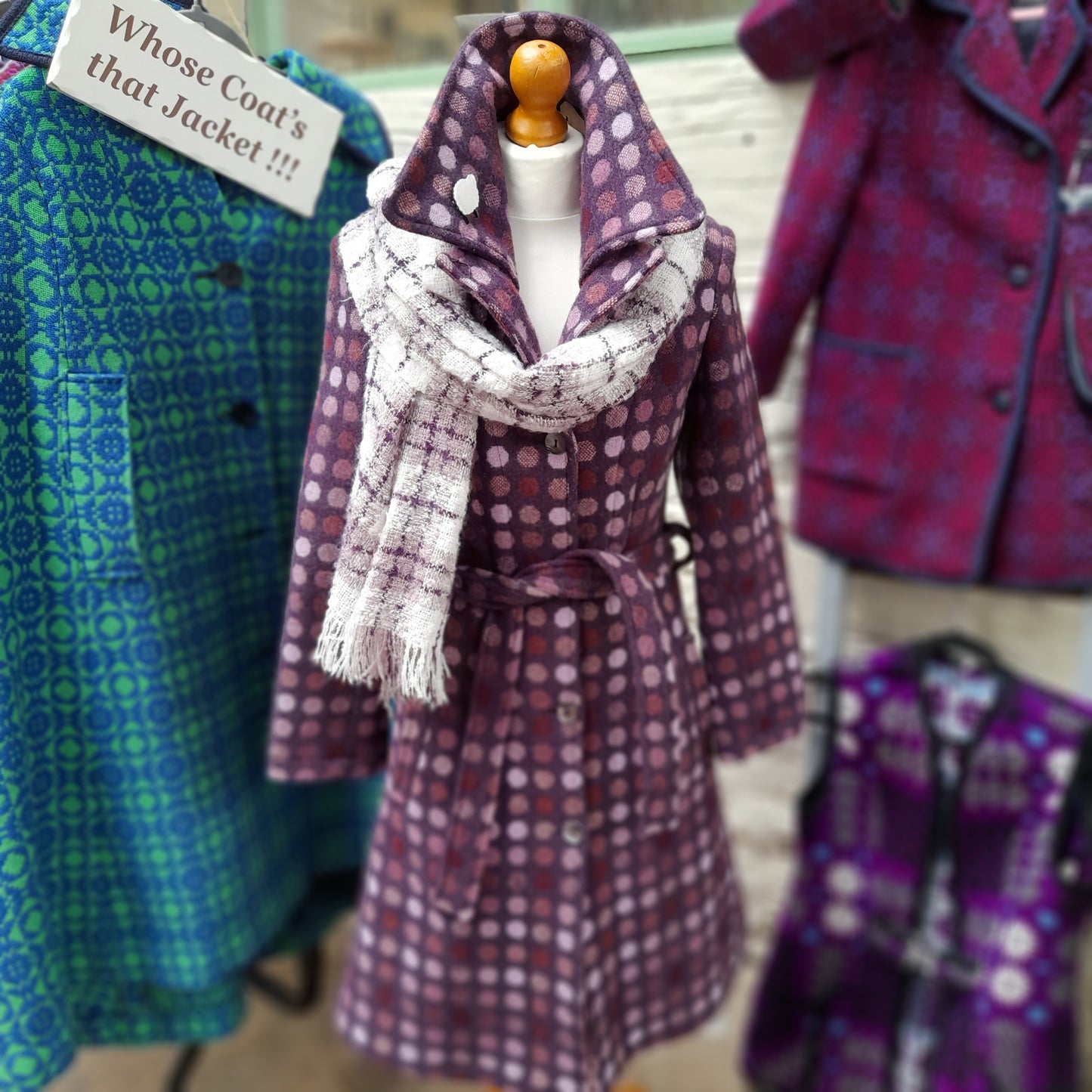 Vintage Welsh Tapestry Purple Spotty Coat by Melin Tregwynt Size 8 to 12ish