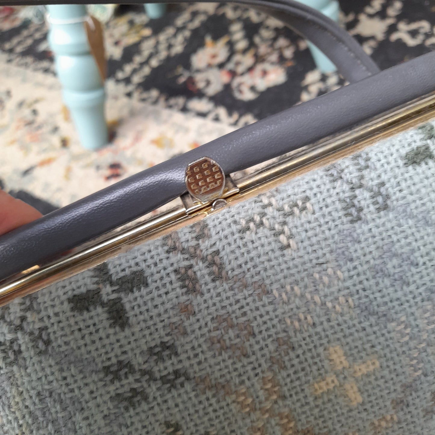 Vintage 1960s Welsh Tapestry Handbag in Grey