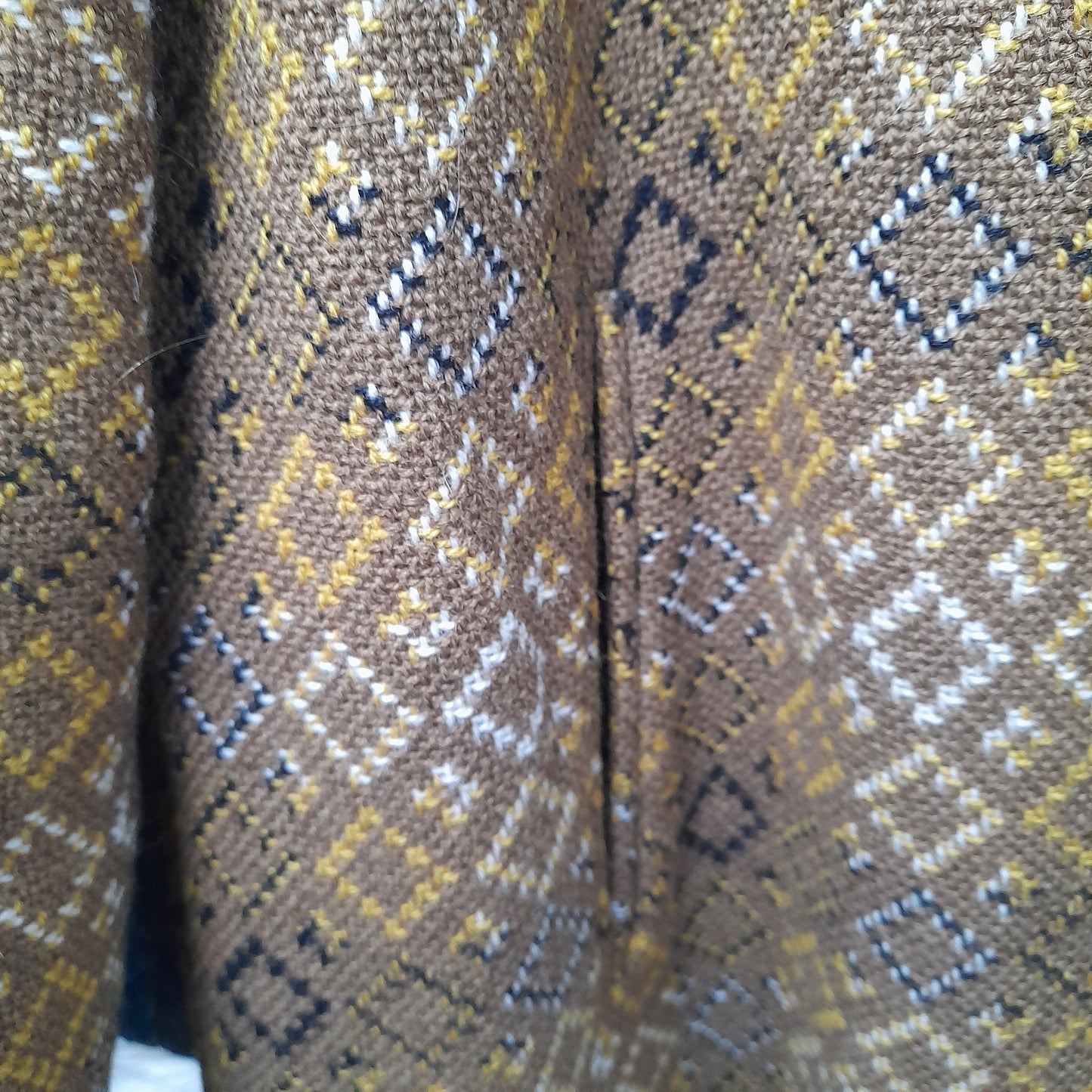 Vintage Welsh Wool Tapestry Coat in Mustard Full Length Size 16