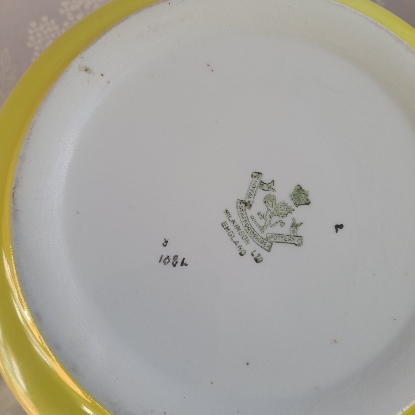 Victorian Sunshine Yellow Chamber Pot with Fruit & Greek Key Design