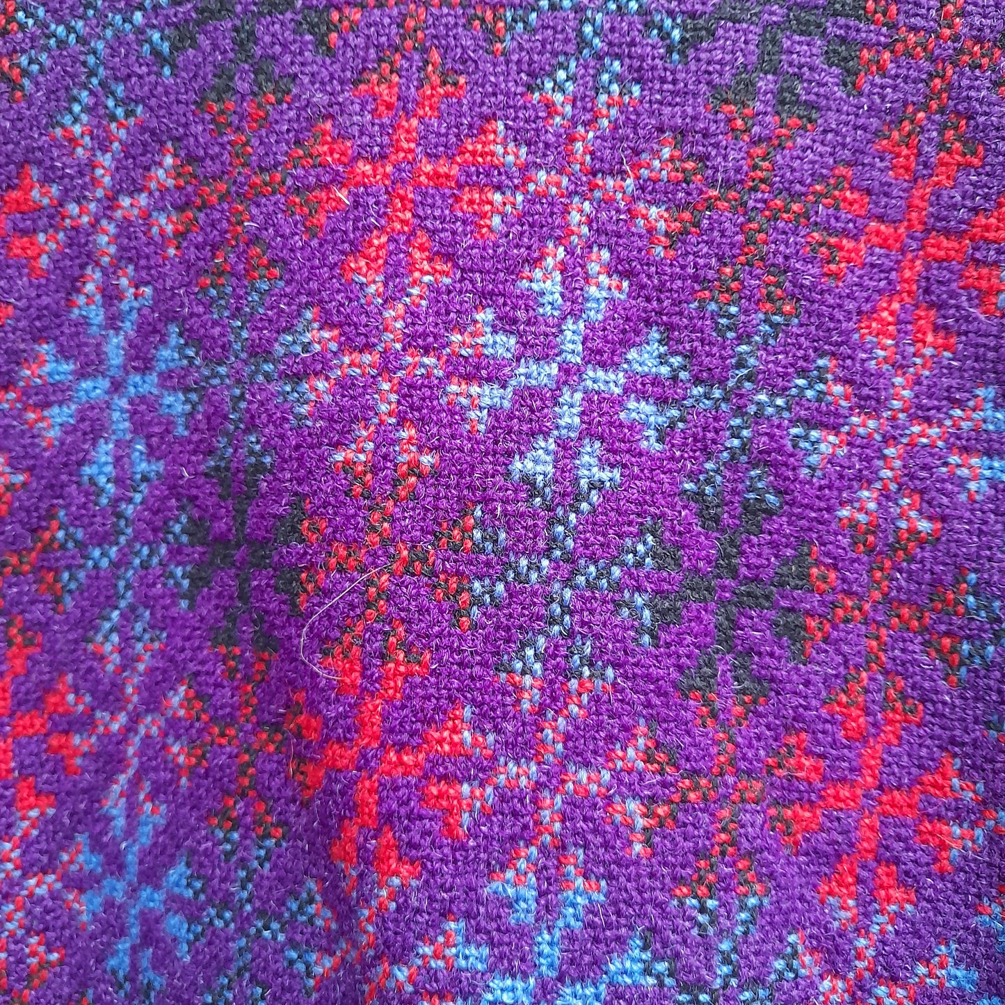 Vintage Welsh Tapestry Coat in Purple, Red, Blue & Black 16/18